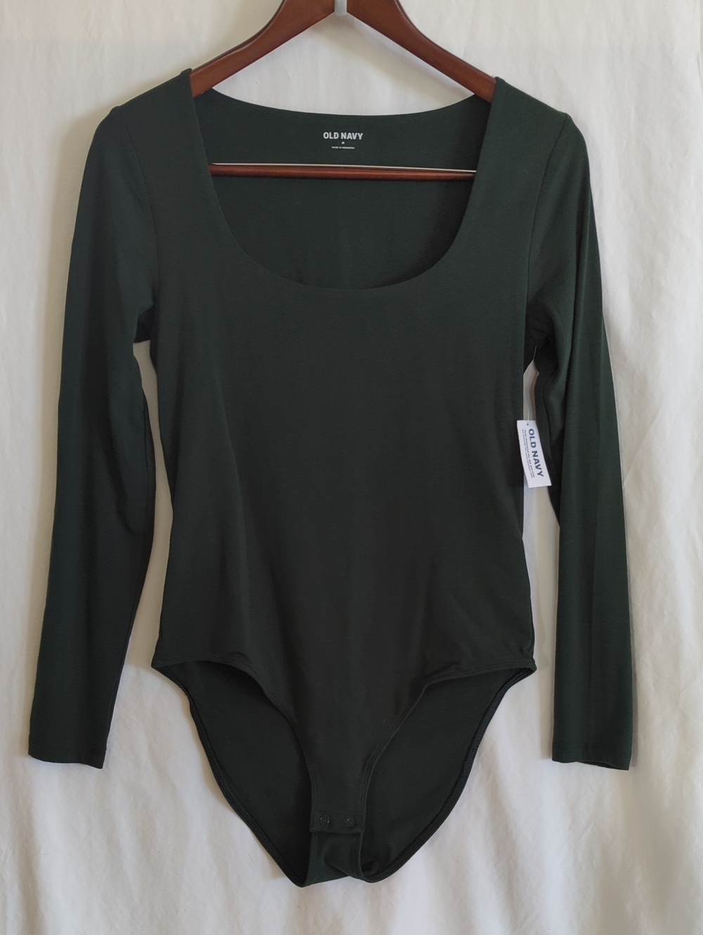 Old Navy NWT Dark Green Scoop Neck Long Sleeve Bodysuit Size Medium